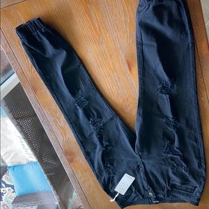 Ripped Black Jean Joggers